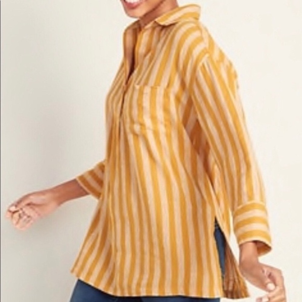 Old navy yellow striped linen blend tunic